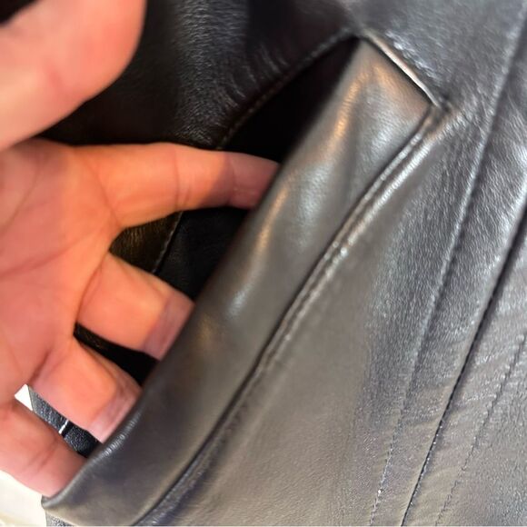 Men's Black Leather Jacket - Picture 3 of 7